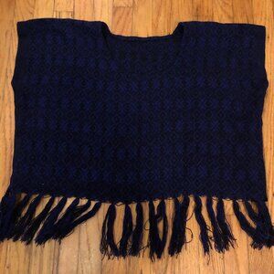 Handmade Mexican Boho Top | Purple Geometric Pattern | Tassel Detail | XS–S